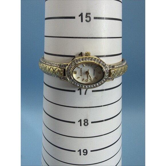 Ladies Elgin Gold Tone and Clear Gemstone Watch EG9857 Beautiful Condition main image 4